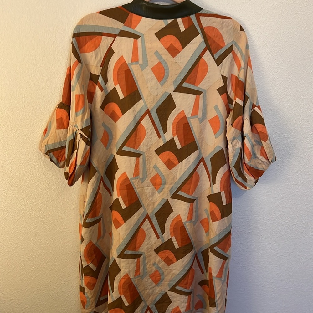 THML Prism Print Leather Trim Shift Dress, NWT - Large - Picture 2 of 9
